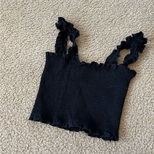 Black Ruffled Women's Top